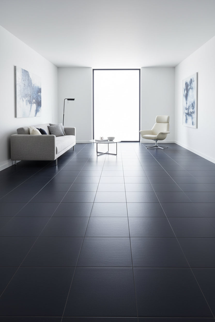 Dark charcoal gray unpolished 40x40cm tile