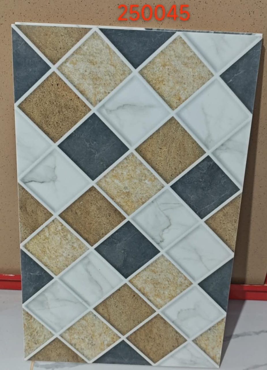 White, Sand Beige & Charcoal Mixed Marble Diamond Lattice 25x40cm wall Tile (per box)