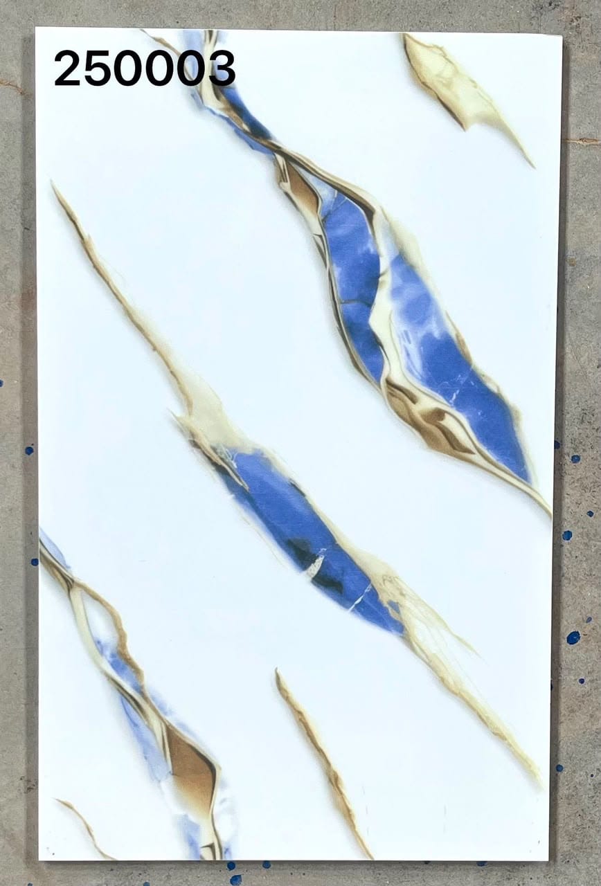 White, Blue & Gold Marble-Effect 25x40cm wall Tile