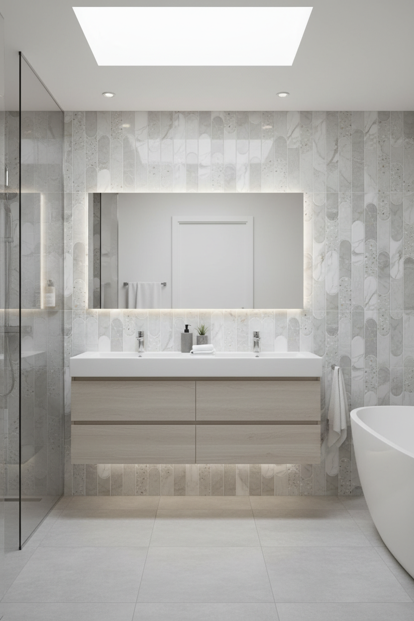White and grey 25x40cm wall tiles (per box)