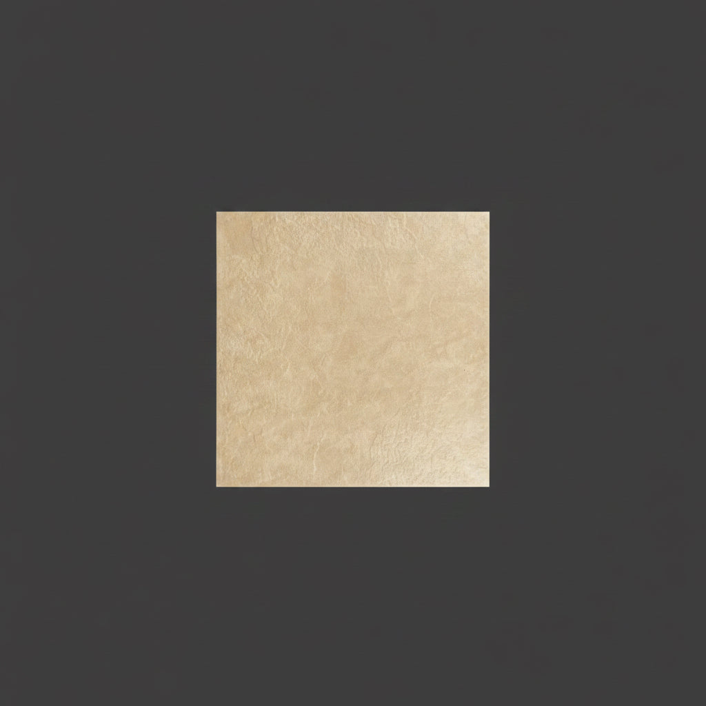 A square beige textured material swatch centered on a dark gray background.