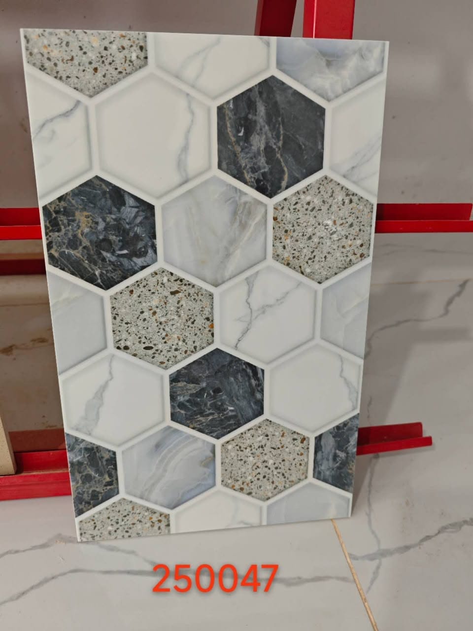 Honeycomb mixed marble & terrazzo 25x40cm wall tile (25x40cm)