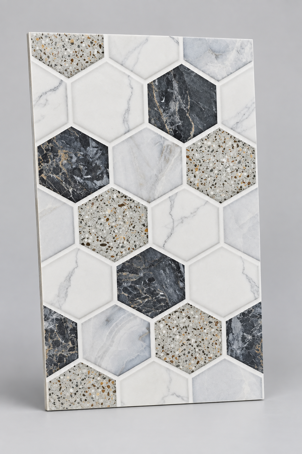 Honeycomb mixed marble & terrazzo 25x40cm wall tile (25x40cm)