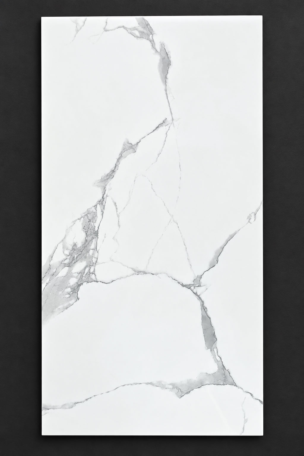 A rectangular white marble-look tile with gray veining and the printed code 360011 in the top-left corner, shown against a neutral gray background.