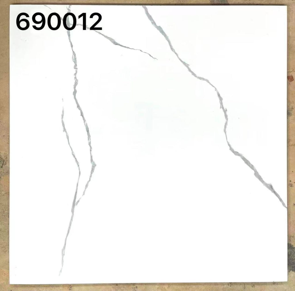 White with black lining rustic 60x60cm floor tile