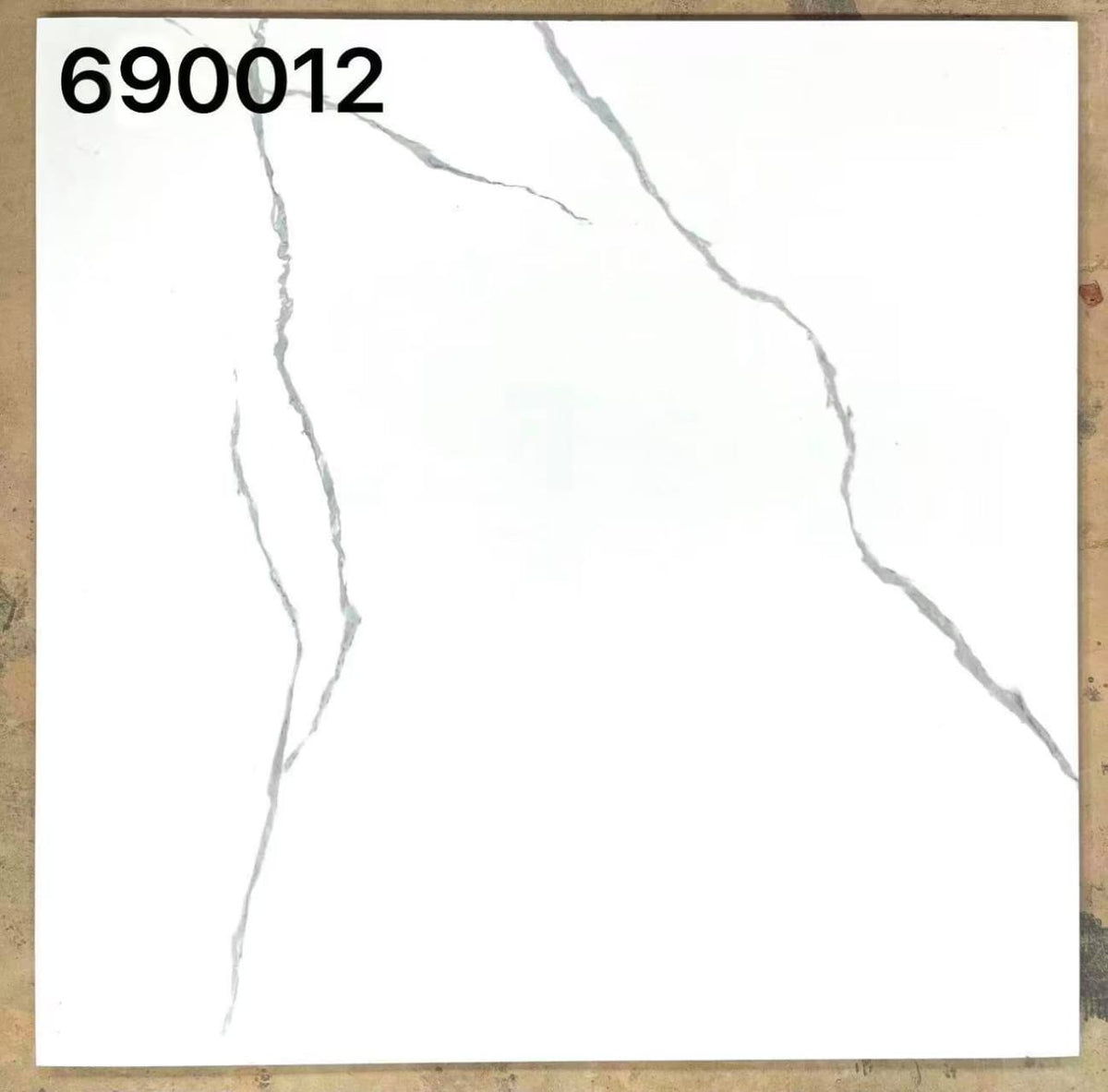 White with black lining rustic 60x60cm floor tile