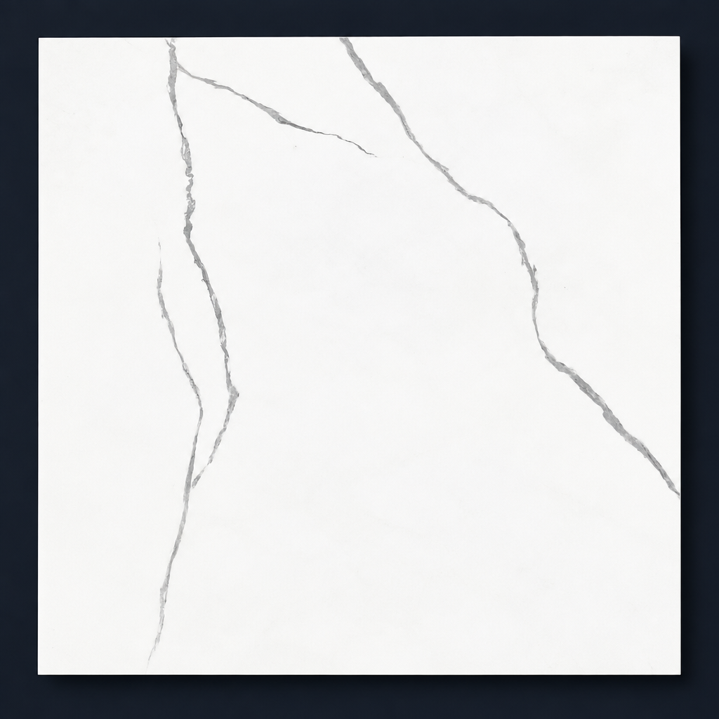 White with black lining rustic 60x60cm floor tile