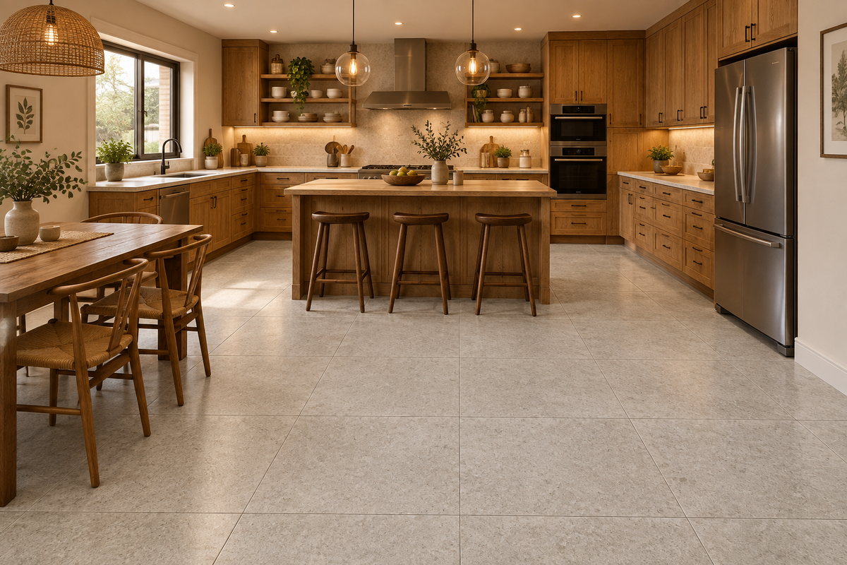 Light Beige-Grey Concrete Effect Rustic 60x60cm floor tile