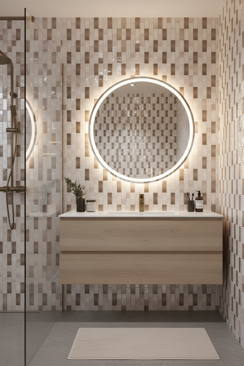 White, gray, and brown woven pattern 25x40cm wall tile (per box)