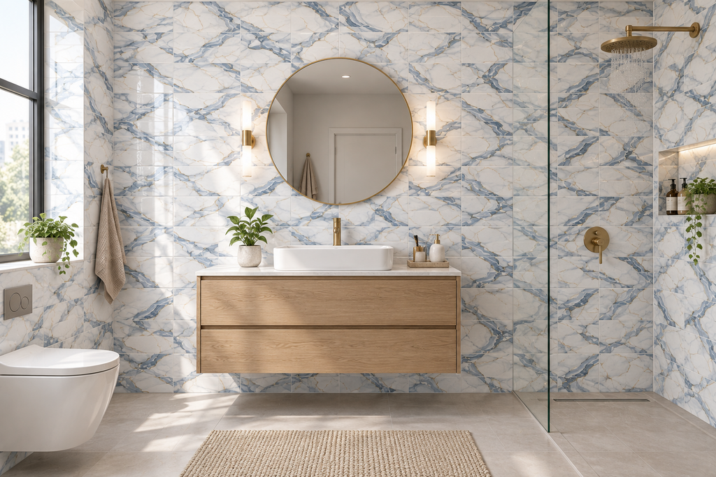 White and blue-gray 25x40cm wall tile (per box)