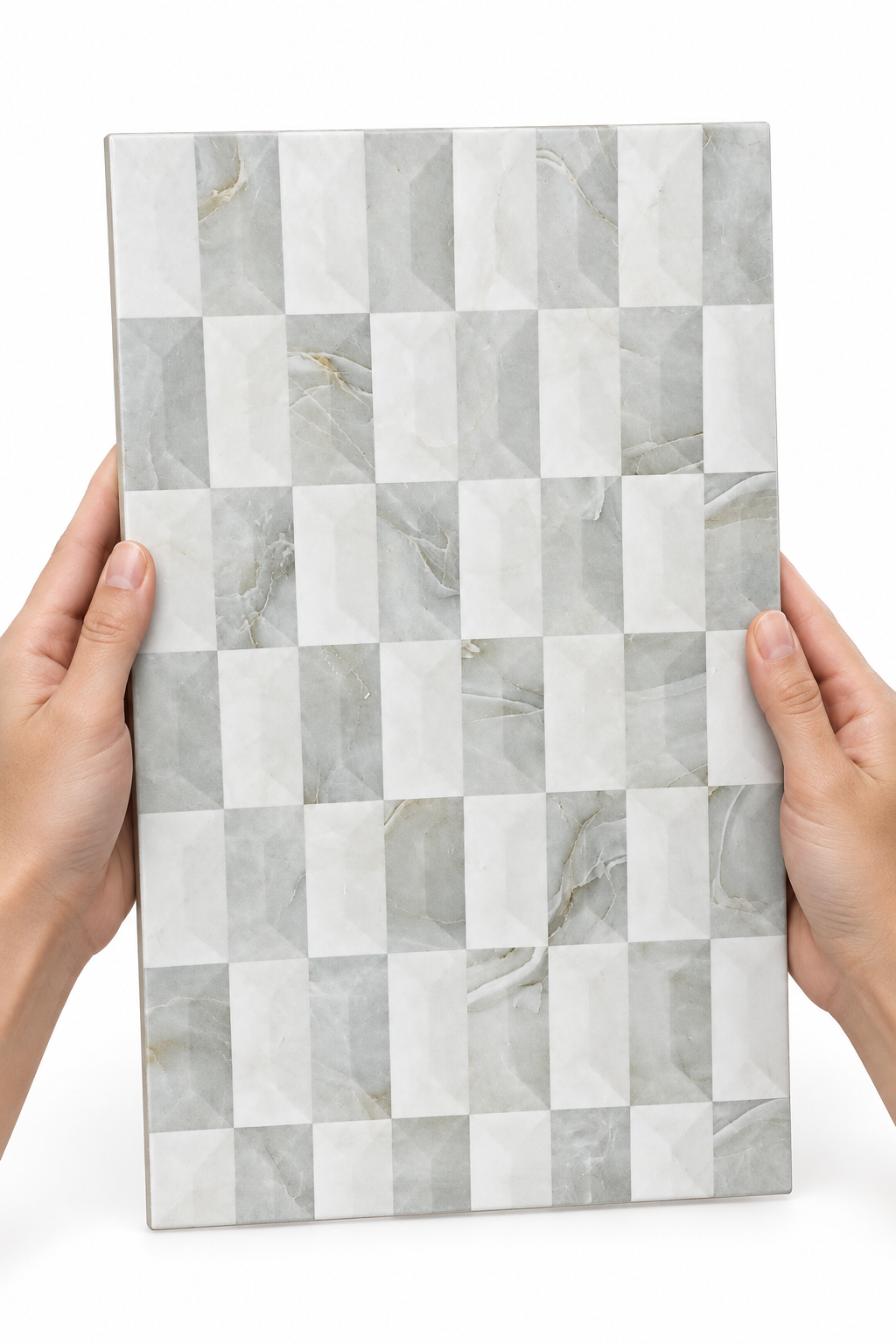 Light gray and white geometric 25x40cm wall tile(per box)