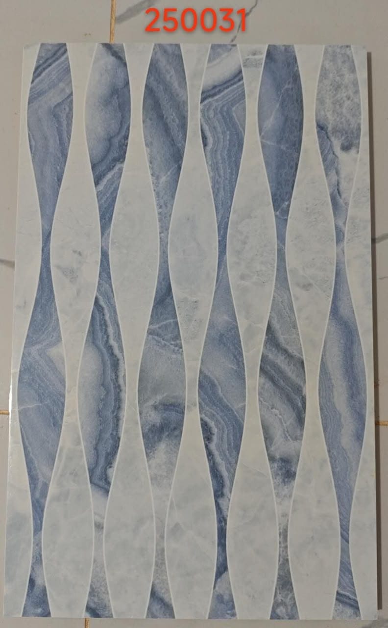 soft white with blue-gray marble waves 25x40cm wall tile