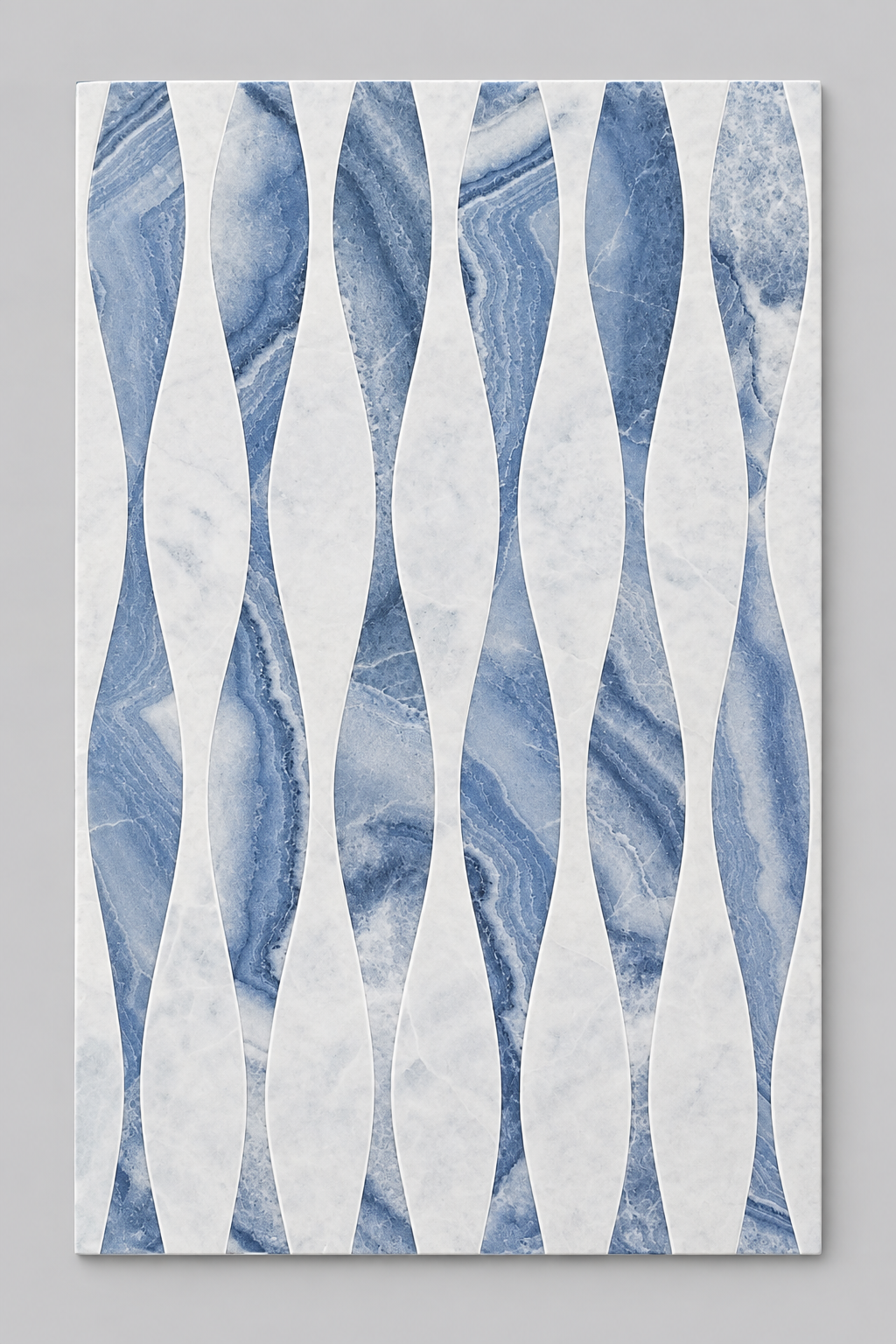 soft white with blue-gray marble waves 25x40cm wall tile