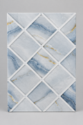 soft sky-blue marble look with white geometric grid 25x40cm wall tile (per box)