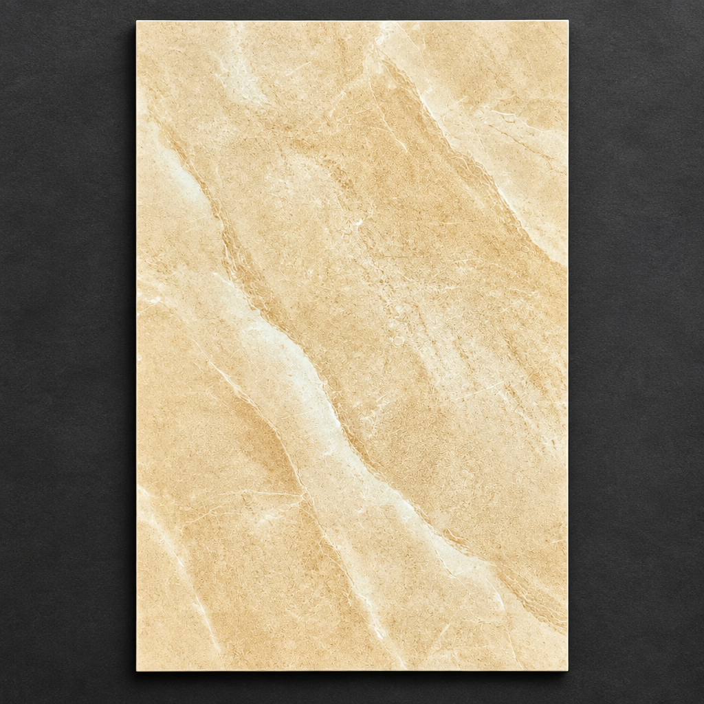 Cream Beige Marble-Effect 25x40cm wall Tile (per box)