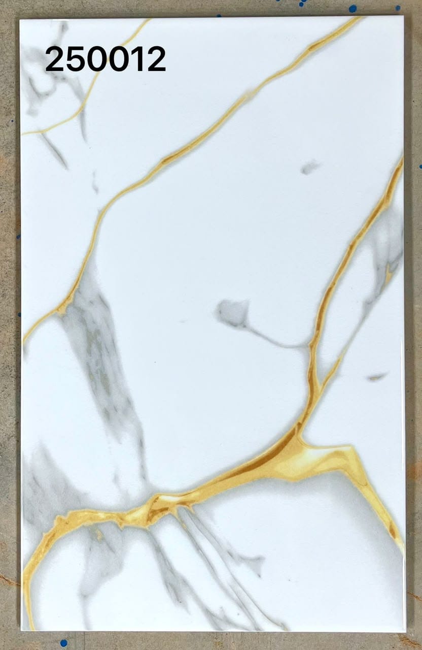 White and gold marble finish 25x40cm wall tile (per box)