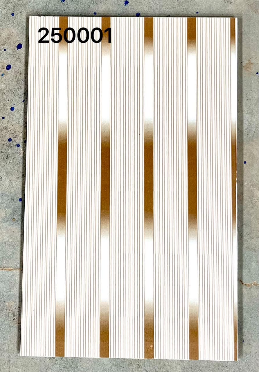 White & Gold Linear Stripe 25x40cm wall Tile